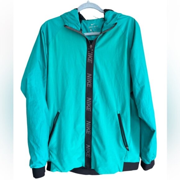 Nike Dri-Fit Full Zip Mesh Lined Men’s Jacket Green Black Size Medium - Picture 1 of 9